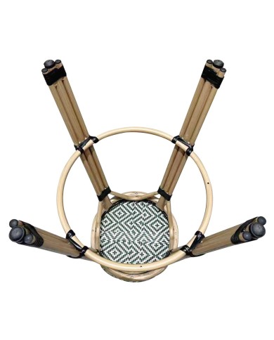 Taburete TARAMAY, apilable, aluminio, mesh crema y verde