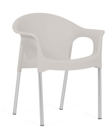 Sillón NILO, aluminio, apilable, polipropileno gris claro*