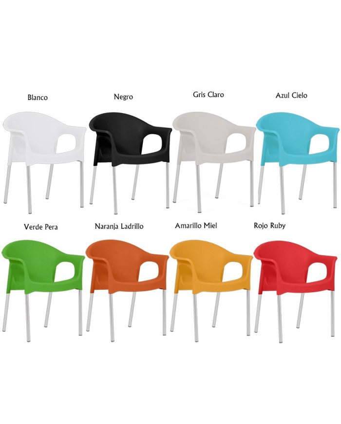 Sillón NILO, aluminio, apilable, polipropileno gris claro*