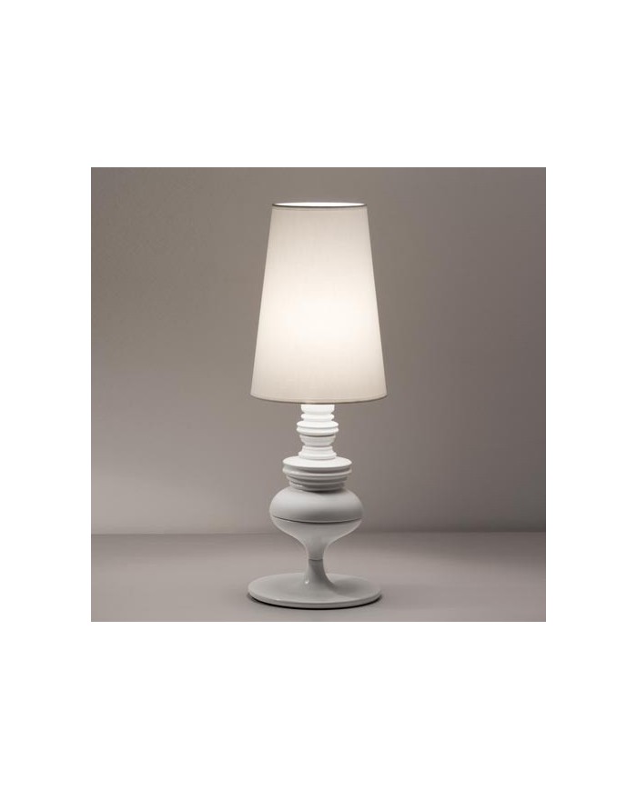Lámpara LOUVRE, sobremesa, blanca, pantalla blanca