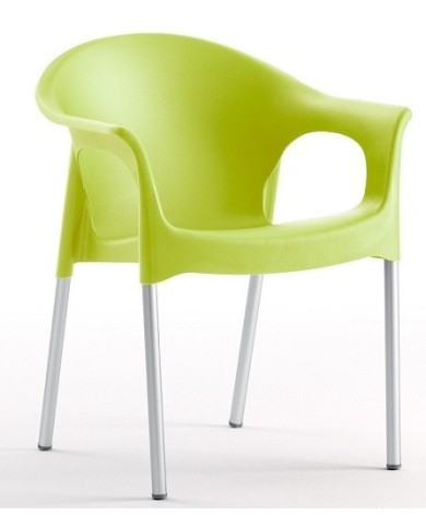 Sillón NILO, aluminio, apilable, polipropileno verde lima*