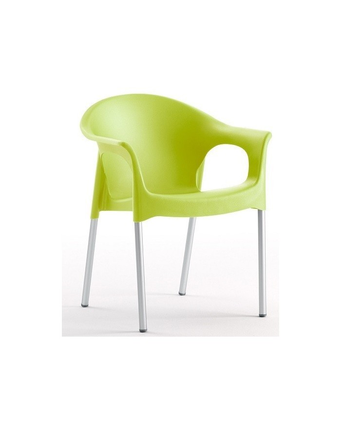 Sillón NILO, aluminio, apilable, polipropileno verde lima*