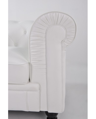 Sofá CHESTER, 2 plazas, similpiel blanca