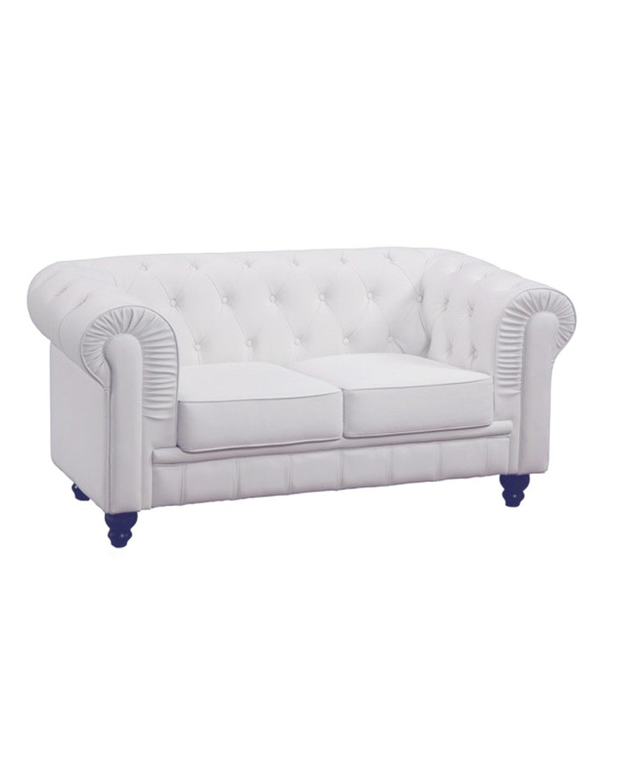 Sofá CHESTER, 2 plazas, similpiel blanca