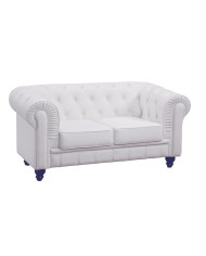 Sofá CHESTER, 2 plazas, similpiel blanca