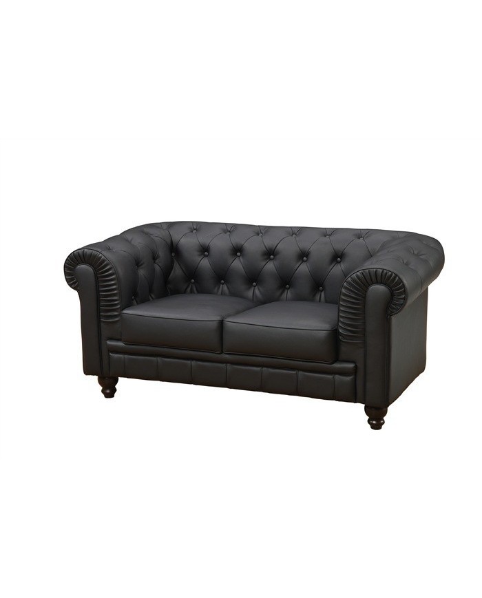 Sofá CHESTER, 2 plazas, similpiel negra