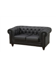 Sofá CHESTER, 2 plazas, similpiel negra