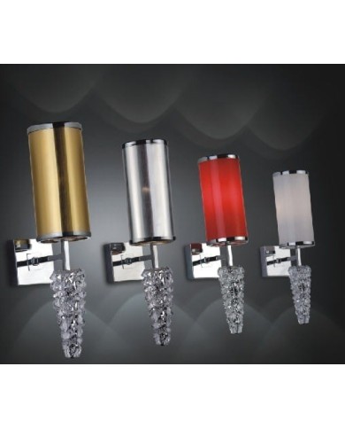 Lámpara MIZAR, aplique de pared, cromado, pantalla roja