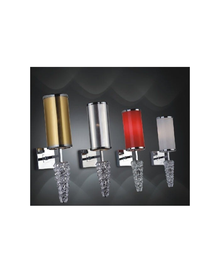 Lámpara MIZAR, aplique de pared, cromado, pantalla roja