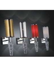 Lámpara MIZAR, aplique de pared, cromado, pantalla roja