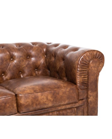 Sofá CHESTER, 3 plazas, similpiel cuero viejo