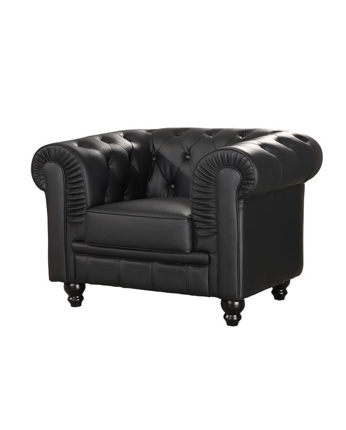 Sillón CHESTER, similpiel negra