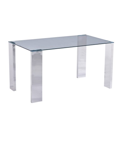 Mesa BETSY, acero inoxidable, cristal templado, 160x90 cms