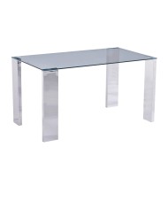 Mesa BETSY, acero inoxidable, cristal templado, 160x90 cms