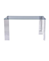 Mesa BETSY, acero inoxidable, cristal templado, 160x90 cms