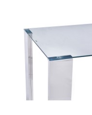 Mesa BETSY, acero inoxidable, cristal templado, 160x90 cms
