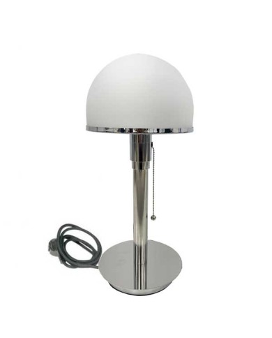 Lámpara BAU, sobremesa, cromada, tulipa blanca