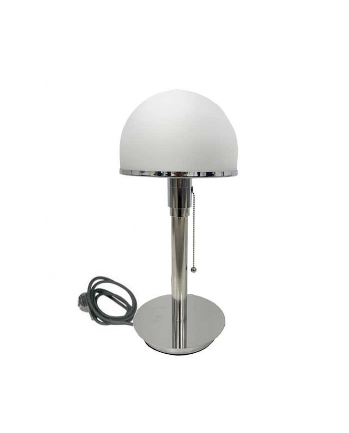 Lámpara BAU, sobremesa, cromada, tulipa blanca
