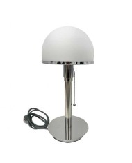 Lámpara BAU, sobremesa, cromada, tulipa blanca