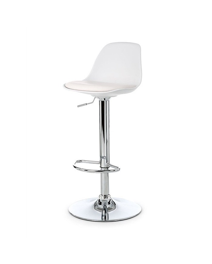 Taburete TOW RG, cromado, polipropileno y cojín blanco