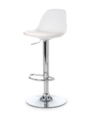 Taburete TOW RG, cromado, polipropileno y cojín blanco