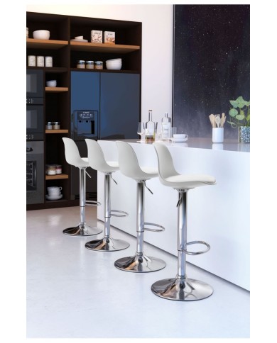 Taburete TOW RG, cromado, polipropileno y cojín blanco