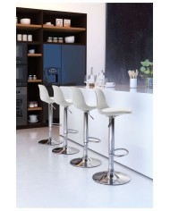 Taburete TOW RG, cromado, polipropileno y cojín blanco