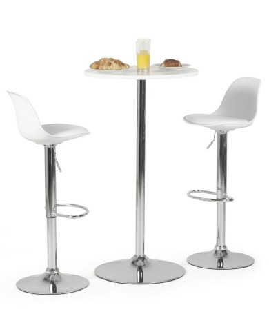 Taburete TOW RG, cromado, polipropileno y cojín blanco