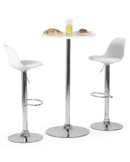 Taburete TOW RG, cromado, polipropileno y cojín blanco