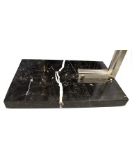 Lámpara OMEGA, pie de salón, cromada, mármol, pantalla blanca
