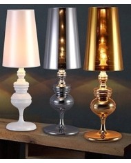 Lámpara LOUVRE PETIT, sobremesa, blanca, pantalla blanca