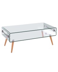 Mesa HOLANDA, madera, cristal, 110x55 cms