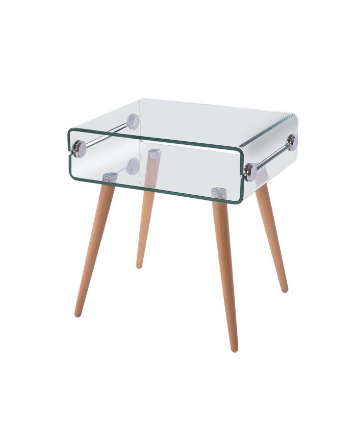 Mesa HOLANDA, madera, cristal, 55x40 cms