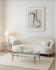 Mesa HOLANDA, madera, cristal, 55x40 cms