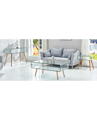 Consola HOLANDA-120TR, madera, cristal, 120x40 cms