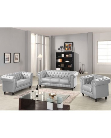 Sofá CHESTER, 2 plazas, similpiel plata