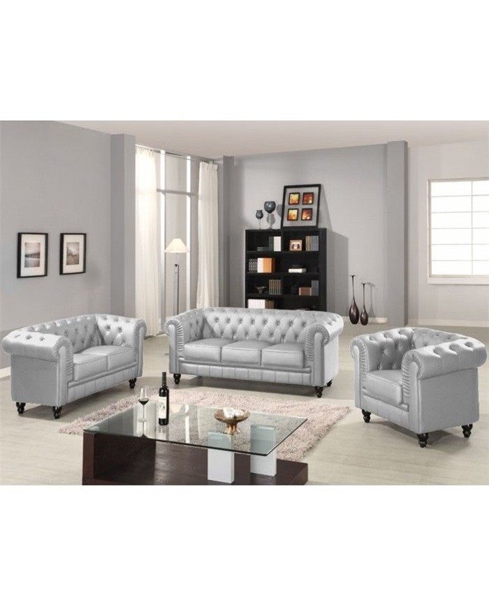 Sofá CHESTER, 2 plazas, similpiel plata