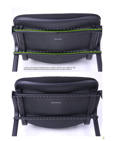Silla NIZA NEW AM, chasis epoxi negro, tejido A1, color negro