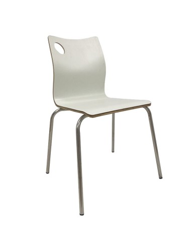 Silla AMELIE, apilable, acero inoxidable, asiento laminado HPL, blanco roto