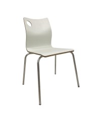 Silla AMELIE, apilable, acero inoxidable, asiento laminado HPL, blanco roto