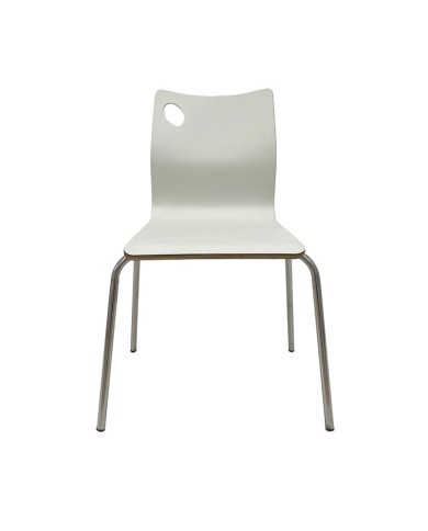 Silla AMELIE, apilable, acero inoxidable, asiento laminado HPL, blanco roto