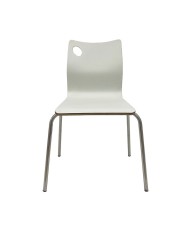 Silla AMELIE, apilable, acero inoxidable, asiento laminado HPL, blanco roto