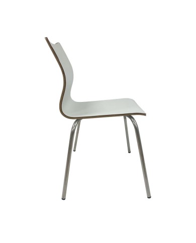 Silla AMELIE, apilable, acero inoxidable, asiento laminado HPL, blanco roto