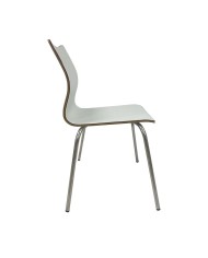 Silla AMELIE, apilable, acero inoxidable, asiento laminado HPL, blanco roto