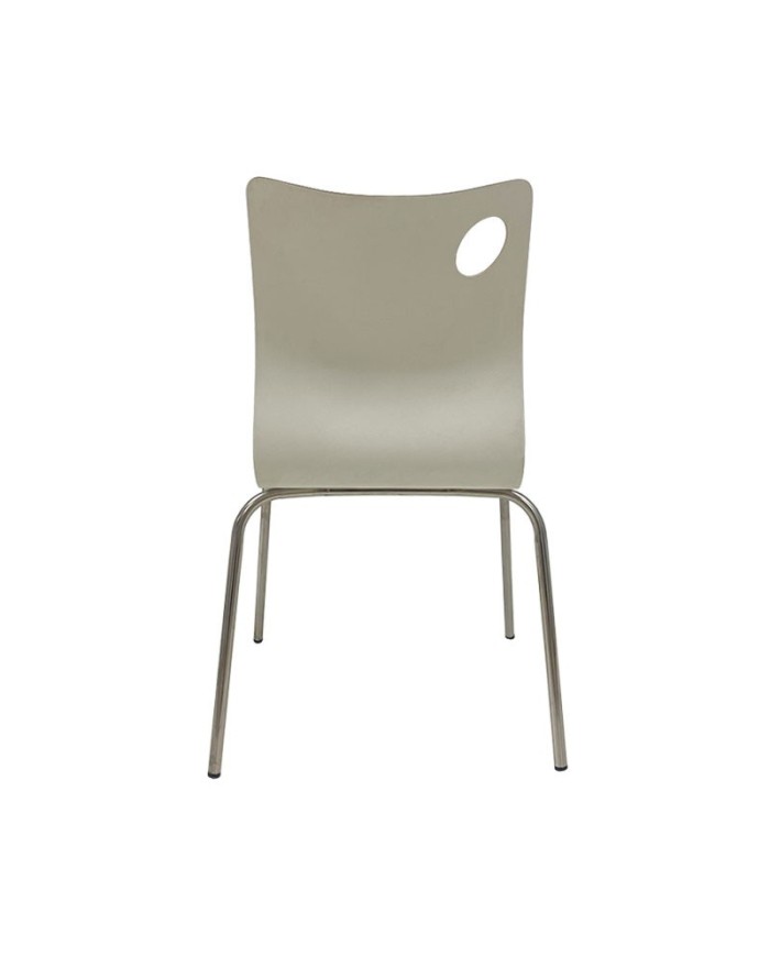 Silla AMELIE, apilable, acero inoxidable, asiento laminado HPL, blanco roto