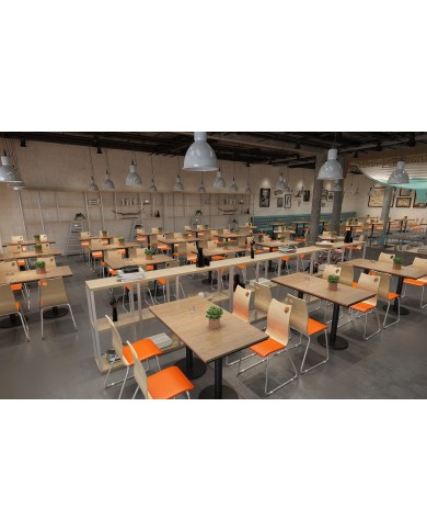 Silla AMELIE, apilable, acero inoxidable, asiento laminado HPL, blanco roto