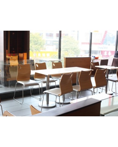 Silla AMELIE, apilable, acero inoxidable, asiento laminado HPL, blanco roto