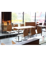 Silla AMELIE, apilable, acero inoxidable, asiento laminado HPL, blanco roto