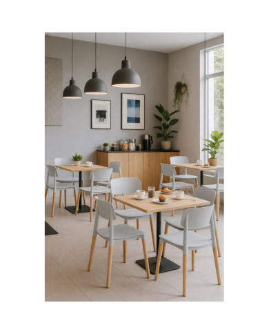 Silla CROSCAT (SU), madera, polipropileno gris