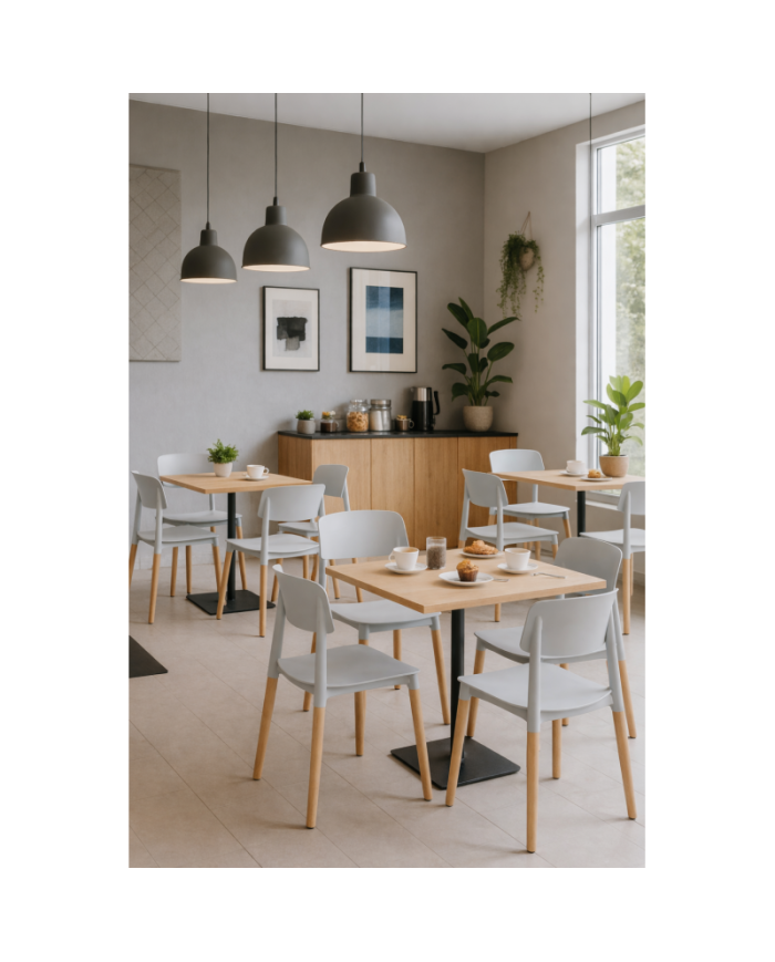 Silla CROSCAT (SU), madera, polipropileno gris